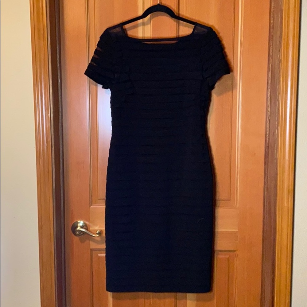 Adrianna Papell Cap Sleeve Black Dress